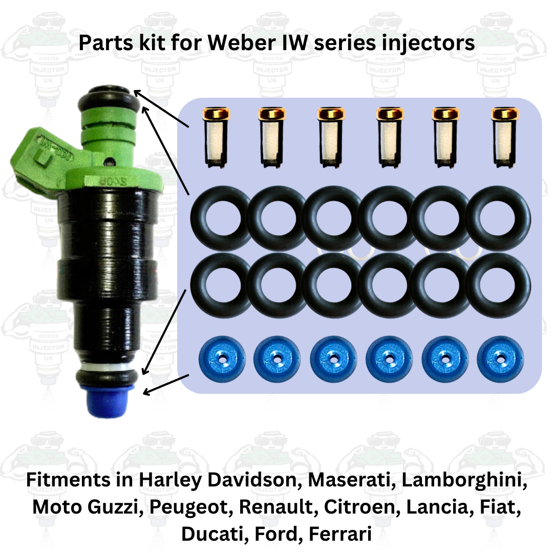 Service Kit For Weber IW Magneti Marelli Series Injectors Featuring Seals, Filters & Caps 6 Cylinder - Kit 128