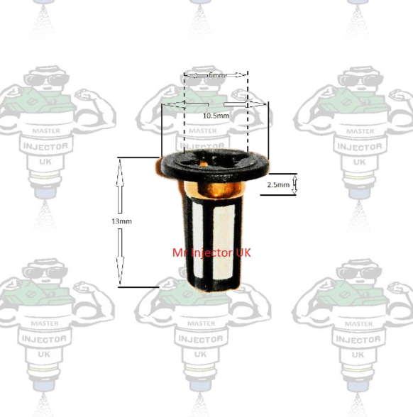 Injector Filter With Plastic Crush Ring For Keihin Injectors