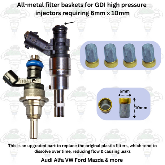 All-Metal Replacement Filter Baskets For GDI FSI TFSI High Pressure Injectors x4