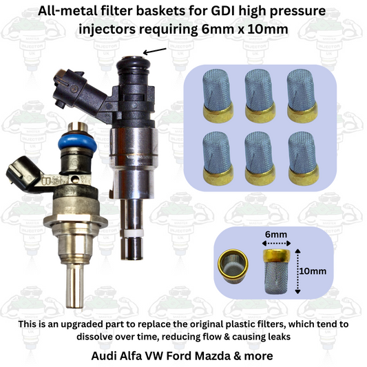 All-Metal Replacement Filter Baskets For GDI FSI TFSI High Pressure Injectors x6