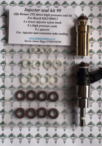Petrol fuel injector parts kit containing seals, filters, pintle caps etc