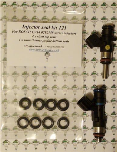 Bosch EV14 0280158--- Compatible Fuel Injector Seal O Ring Kit 4 Cylinders - Kit 121
