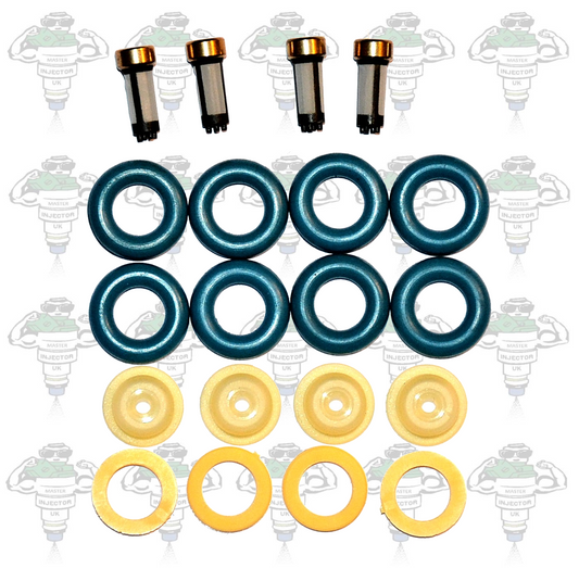 Bosch 0280150 Series Compatible 4 Cylinder Early 2000 & Before Fuel Injector 15mm Seals - Kit 27